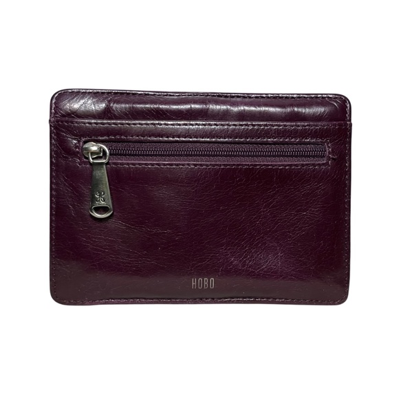 HOBO Euro Slide Credit Card Case ID Passport Holder Saddleberry Merlot Leather - Picture 2 of 10